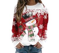 Sweatshirt Femme Imprimé Noël à Manches Longues Haut Décontracté avec Motif de Renne Merry Christmas Idée Cadeau Originale et Vêtement Confortable pour Hiver et Fête
