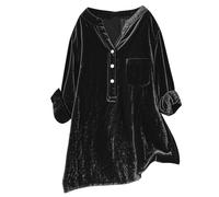 Sweatshirt Femme Long Col V Sweat Femme Sans Capuche Velours Doré Haut Manche Longue Chemise Avec Bouton Et Poche Hauts Tous Les Jours Top Décontractés Tops Décontractés Tunique Chaud Sweats