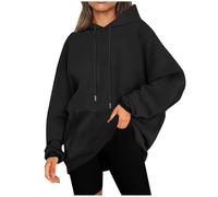 Sweatshirt Femme Manche Longue Sweat A Capuche Casual Couleur Unie avec Cordon De Serrage Et Poche Coupe Ample Pullover Chic Confortable Classiques Tous Les Jours Passe-Partout Hoodie