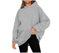 Sweatshirt Femme Manche Longue Sweat A Capuche Casual Couleur Unie avec Cordon De Serrage Et Poche Coupe Ample Pullover Chic Confortable Classiques Tous Les Jours Passe-Partout Hoodie