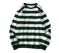 Sweatshirt Femme Oversize Casual, Pulls Ronds pour Hommes à Manches Longues à Rayures Chemisier Automne Hiver Sweat