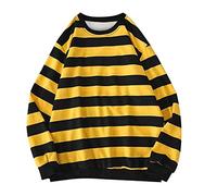 Sweatshirt Femme Oversize Casual, Pulls Ronds pour Hommes à Manches Longues à Rayures Chemisier Automne Hiver Sweat