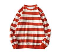 Sweatshirt Femme Oversize Casual, Pulls Ronds pour Hommes à Manches Longues à Rayures Chemisier Automne Hiver Sweat