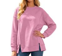 Sweatshirt Femme Oversize Décontracté, Sweat à Capuche uni à col Rond, Style élégant et décontracté, Coupe Oversize et côtelée, Convenant Aussi Bien aux goûts européens Que Tendance.