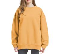 Sweatshirt femme rose, pull femme surdimensionné à manches longues pull en tricot doux pull long en maille fine t-shirt à manches longues décontracté t-shirt polaire léger tissu t-shirt de sport
