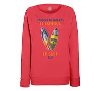 Sweatshirt Femme Rouge Surf - l'argent ne Fait Pas Le Bonheur Sport Aquatique