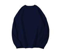 Sweatshirt Femme Sans Capuche, T-shirt à Manches Longues Femme Coton Pull Sans Capuche Sweatshirt Hilfiger Hauts Décontractés Sprotshit Chemisier Confortable Élégant Pull Polaire Col Rond, Marine, XXL