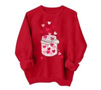 Sweatshirt Femmes,Sweat-Shirt de la Saint-Valentin pour Femmes Sweat-Shirt avec Imprimé Cœur d'amour Décontracté Col Rond Sweat sans Capuche Haut Cadeau de la Saint-Valentin Pull avec Motif de Cœur