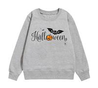 Sweatshirt Fille Imprimé Citrouille Halloween Pull Mignon Oversize Sweat À Manches Longues avec Lettres Imprimées Crop Vêtements Extérieur Automne Loisirs École Quotidien,7-8 Ans