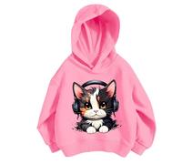 Sweatshirt Fille Mignon Pas Cher Zippé Veste Polaire Doublée Hoodie Col Rond Sport Mode Vêtements Joli Sweat Capuche Enfant Ado Taille Unique pour Filles Sweatshirts Ecole