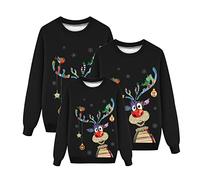 Sweatshirt-Grandes-Tailles, Pull-Noel-Famille, Pull De Noël Femme Hiver Pyjama Famille Noel Sleeve Pullover Homme Oversize Grande Taille Pyjama Enfant Chic Manches Longues, Arrêtez-Vous Col Rond