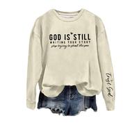 Sweatshirt Hiver Femme à Manches Longues, Sweats for The Culture Femme à Col Rond avec Inscription« God is Still Writing Your Story » Sweatshirts Chrétiens Le Quotidien Et Les Sorties Décontractées