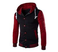 Sweatshirt Homme Capuche College Veste Sport Homme Hiver Manches Longues Décontracté Hoodies College Streetwear Winter Jacket Men Vêtements Marque Veste Universitaire Homme Rouge M