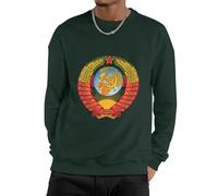 Sweatshirt Homme Col Rond Décontracté Pull Ras du Cou Socialisme Soviétique Drapeau National sans Capuche T-Shirt Manches Longues Sweat-Shirt Basique pour Hommes Toutes Saisons Couple
