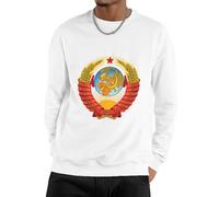 Sweatshirt Homme Col Rond Décontracté Pull Ras du Cou Socialisme Soviétique Drapeau National sans Capuche T-Shirt Manches Longues Sweat-Shirt Basique pour Hommes Toutes Saisons Couple