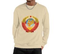 Sweatshirt Homme Col Rond Décontracté Pull Ras du Cou Socialisme Soviétique Drapeau National sans Capuche T-Shirt Manches Longues Sweat-Shirt Basique pour Hommes Toutes Saisons Couple