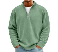 Sweatshirt Homme Col Zippé Gaufré Manches Longues Maille Texturée | Haut Confortable pour Automne Hiver, Couleur Unie, Hoodie Homme Quart Zip Montant, Coupe Droite, Poignets Côtelés, Streetwear