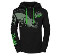 Sweatshirt homme Hotspot Design Fishing Mania Zander - Noir - Col capuche - Manches longues L