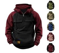 Sweatshirt Homme Vintage Couleur Assembler, Sweet Homme À Capuche Japonais Sweats Zippé Sweatshirt Cordon De Serrage Sweatshirts avec Poche Kangourou Sweat-Shirt Outerwear Hoodie Sport Loungewear