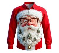 Sweatshirt Hommes Pulls Chemises de Noël pour Hommes Drôle Impression Graphique 3D Sweatshirt Vacances Occasionnelles Chemise de Noël à Manches Longues pour Adultes, rouge, XXL