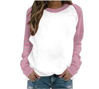 Sweatshirt imprimé pour femme - Pull à manches longues raglan à personnaliser avec logo de texte photo, personnalisé, exclusif, vêtements de Noël, Halloween, pour couples et fêtes de famille, P-ink, M