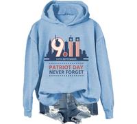 Sweatshirt Never Forget 9/11, We Will Never Forget 9/11 Shirt, National Day of Remembrance Shirts Women Man, Bleu ciel., S