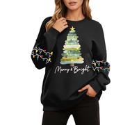 Sweatshirt Noel Femme, Sweat-Shirt à Capuche sans Capuche imprimé Lettres, Manches Longues, Pull en Polaire Douce et Confortable, idéal pour l'automne, l'hiver et Les fêtes de Fin d'année