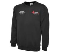 Sweatshirt Noir Brodé Personnalisé NIC EIC Domestic Installer Logo Electricien