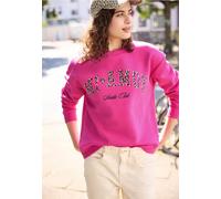 Sweatshirt oversize à col rond avec inscription léopard