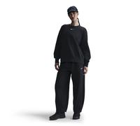 Nike Sportswear Phoenix FZ4270-010 Sweat-Shirt surdimensionné en Polaire à col Rond pour Femme, Noir/Voile, Taille S