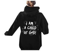 Sweatshirt Oversize I Am A Child of God - Pull à Capuche Noir pour Tous, Design Unique avec Inscription Foi, Doux et Respirant pour Toute la Saison