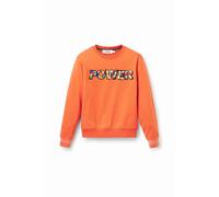 Desigual, Femme, Sweatshirts et sweats à capuche, Orange, Taille: 46 FR SweaT-shirt Orange Vif avec Détail du Logo
