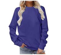 Sweatshirt Polaire Femme Manches Longues, Sweat sans Capuche Femme Grande Taille Décontracté Solide Col Rond Pullover Couleur Unie Hauts Manteau Vêtements Casual Sport Ample Mode Veste Automne Hiver