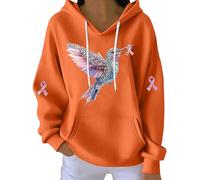 Sweatshirt pour femme Kind Mind Wear T-shirt contre le cancer du sein In We Wear Sweat à capuche matelassé à manches longues, Orange-2., S