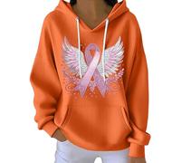 Sweatshirt pour femme Kind Mind Wear T-shirt contre le cancer du sein In We Wear Sweat à capuche matelassé à manches longues, Orange-1, 3XL