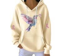 Sweatshirt pour femme Kind Mind Wear T-shirt contre le cancer du sein In We Wear Sweat à capuche matelassé à manches longues, Jaune clair-2, S