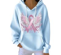 Sweatshirt pour femme Kind Mind Wear T-shirt contre le cancer du sein In We Wear Sweat à capuche matelassé à manches longues, Bleu ciel., XL