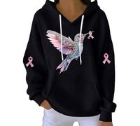 Sweatshirt pour femme Kind Mind Wear T-shirt contre le cancer du sein In We Wear Sweat à capuche matelassé à manches longues, Noir 2, S