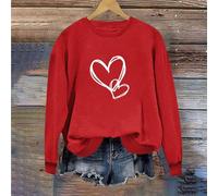 Sweatshirt pour Femme Saint-Valentin Imprimé Cœur Sweatshirts Manches Longues Couleur Unie Coupe Lâche Col Rond Shirt Grandes Tailles Shirts Drole Décontracté et Elégant Sweat Conforts Top Hiver