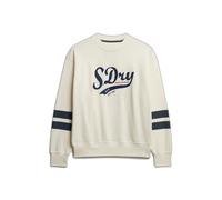 Superdry Varsity Script Loose Crew Sweatshirt Beige XS Femme