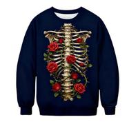 Sweatshirt Skeleton Rose Homme Top graphique de main sanglante gothique