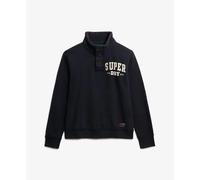 Superdry Vintage Athletic Half Button Sweatshirt Noir L Homme
