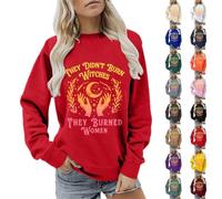 Sweatshirt surdimensionné noir « They Didn't Burn Witches They Burned » pour femme - Pull basique ample à manches longues, jaune, S