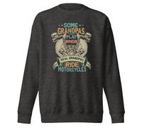 Sweatshirt unisexe pour adulte avec inscription « Some Grandpas Play Bingo Real Grandpas Ride Motorcycles », Gris anthracite chiné, S