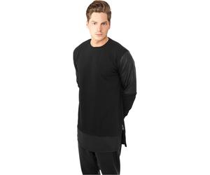 Sweatshirt zippÃ© cuir synthÃ©tique long Urban Classics Noir S