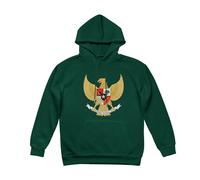 Sweatshirts À Capuche Mode Femmes Doublure Polaire Manches Longues Vintage Lacets Sweatshirts Indonésie Emblème National Imprimé Chemises Cordon Hoodie Hauts pour Usage Quotidien