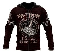 Sweatshirts à Capuche Viking pour Hommes et Femmes, Sweatshirts Graphiques Odin Raven Valhalla à Impression 3D, Sweatshirts à Capuche Zippés Mode Hiver Veste,Zip Hoodie 2,7XL