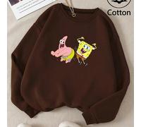 Sweatshirts co-marqués SpongeBob SquarePants, impression de motifs créatifs, rétro mignon et ludique, frais et naturel, sweatshirts à col rond blancs classiques adaptés à une variété de scénarios quot