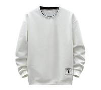 Sweatshirts de couleur unie pour homme avec col rond et manches longues, G83 Blanc, M