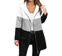 Sweatshirts Femme Patchwork, Sweat Zippé Femme à Capuche avec Poches Slim Un Design De Color-Block en Trois Couleurs Ample Et Confortable Idéal pour Quotidien Sport Fitness Outdoor Sweat-Shirt